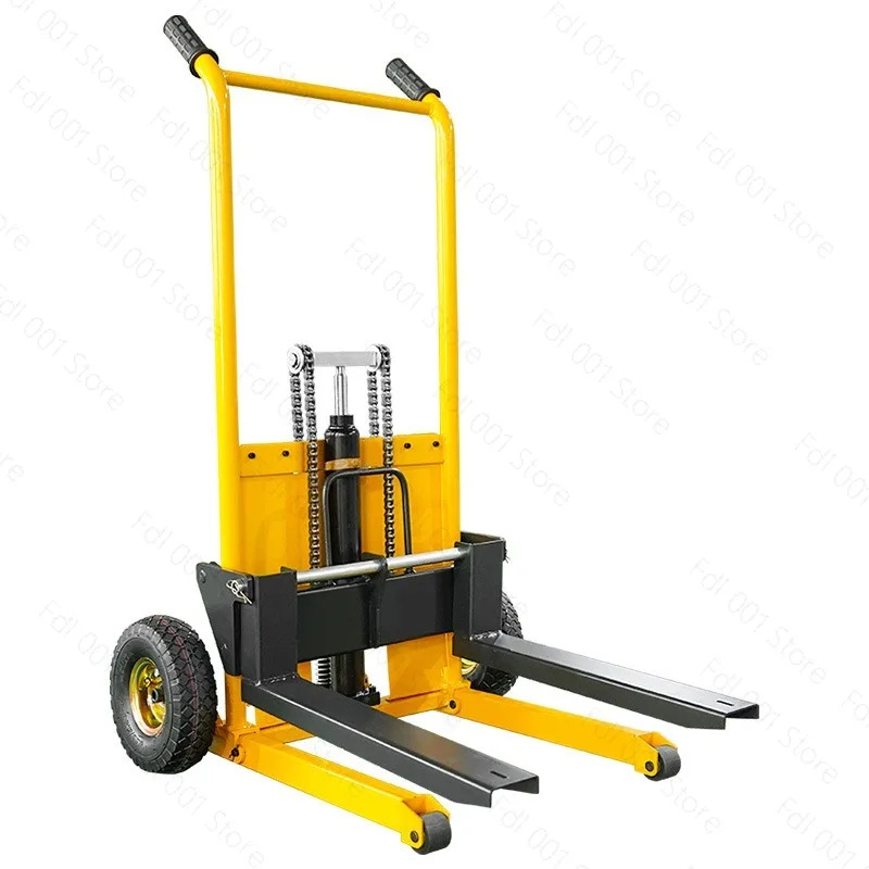 Mi-ni 200kg load-bearing forklift, portable manual handling stacker, li-ght and small househol li-ft truck, hydraulic unloading