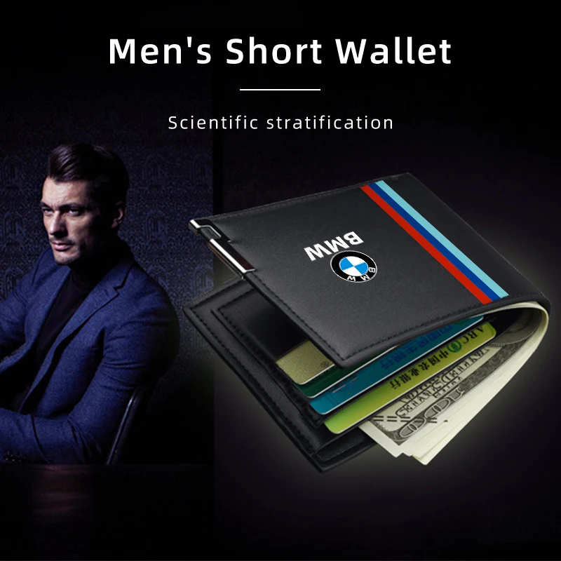 Leather Car Logo Men Wallet Purse Gift Card Ticket Storage Bag For BMW X3 X5 M5 M3 E46 E90 E60 F10 F30 E36 G30 E87 E70 E30 G20