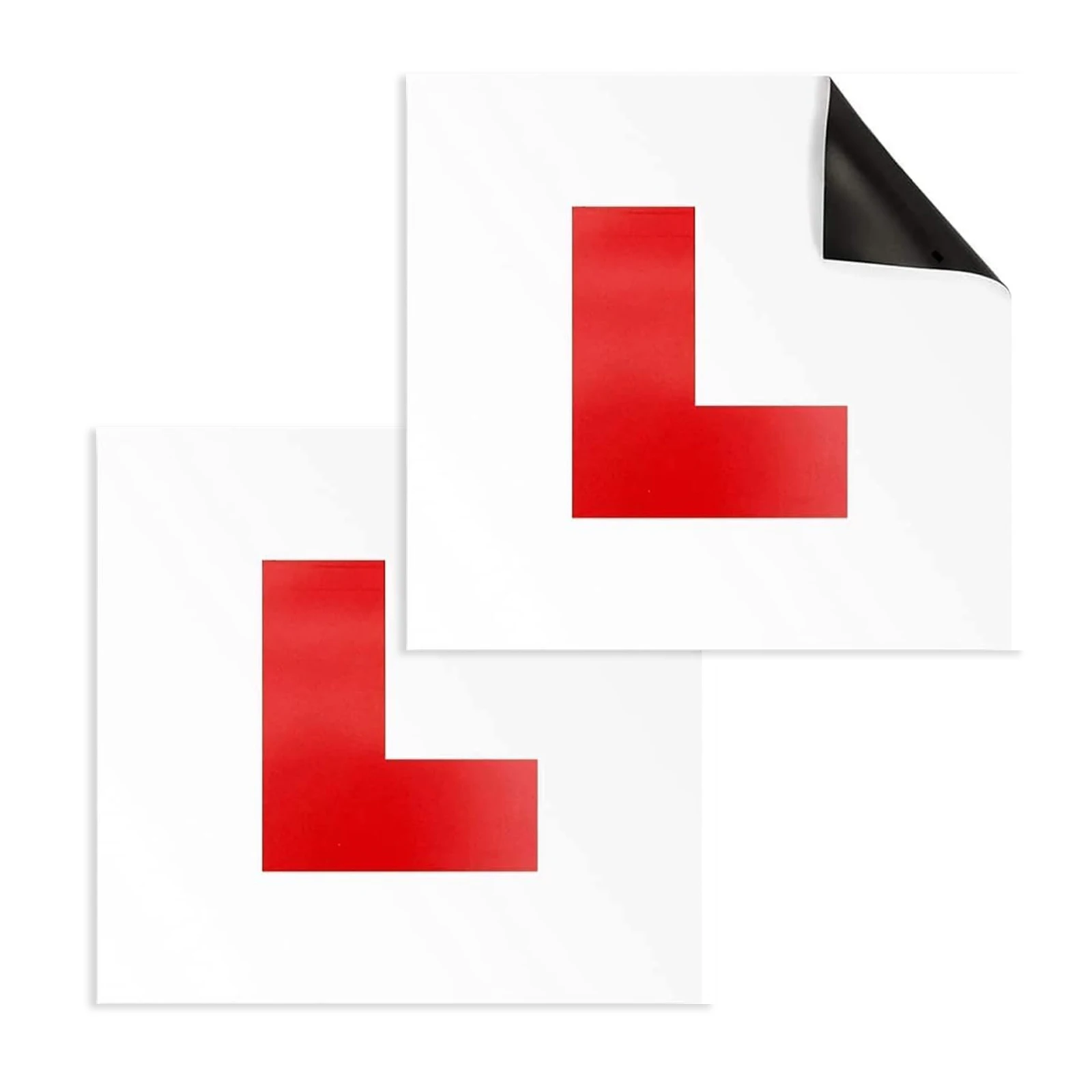 Fully Magnetic Car L Plates - 1 or 2 Pack Extra Thick Strong Magnetic Learner Plates, Easy to Attach & Remove, No Scratching Pai