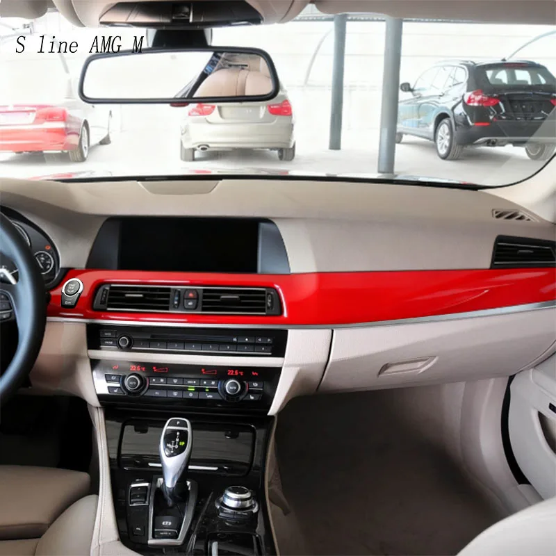 لسيارات BMW 5 Series F10 F18 2011-2017 RHD محرك السيارة بدء التبديل زر منفذ الهواء لوحة القيادة غطاء لوحة التروس ملصق الكسوة