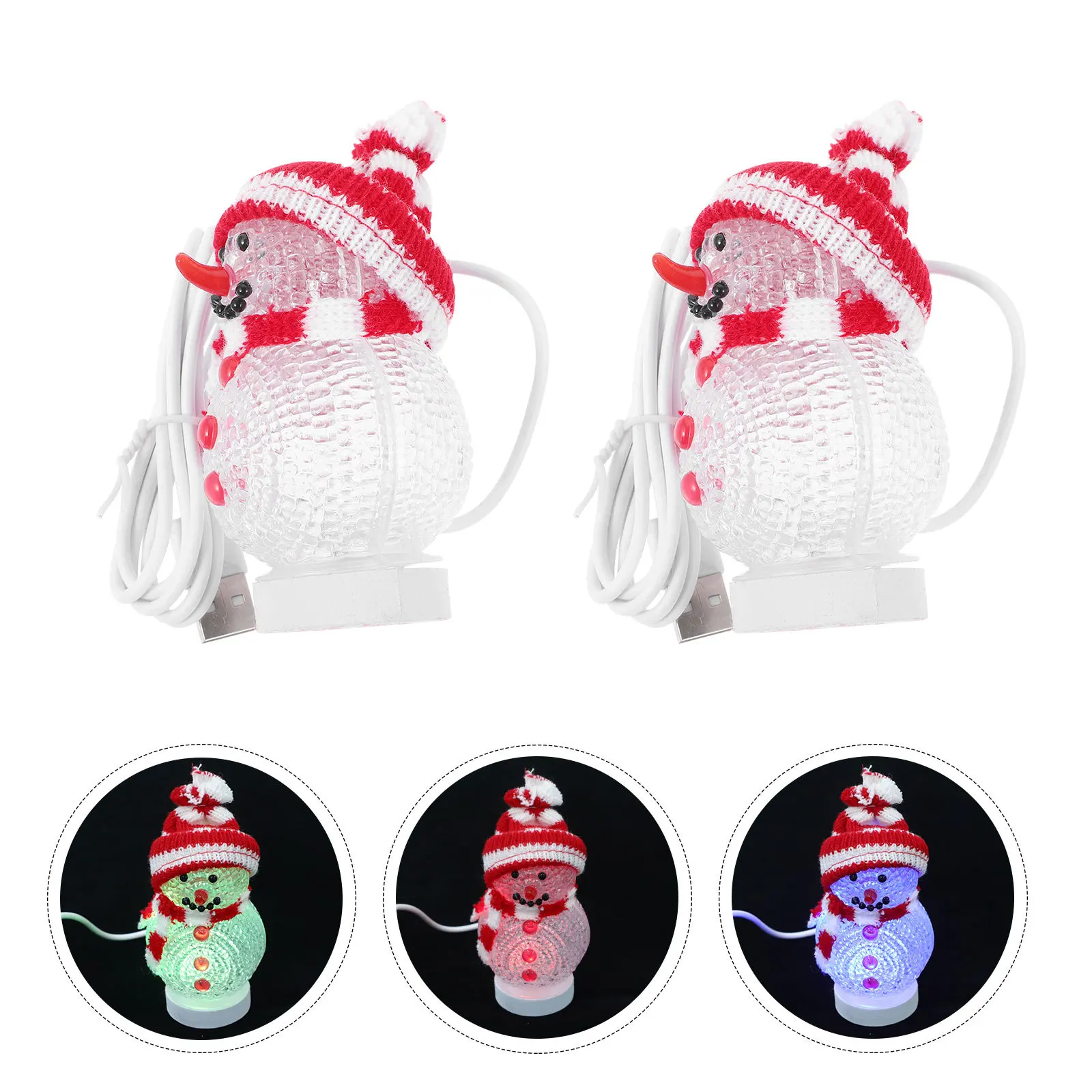 

2Pcs Christmas Snowman Night Light USB Powered Glowing Lamp Warm White Light for Living Room Bedroom Holiday Decor Festive