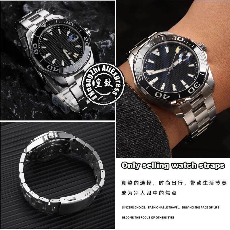 Cinturino per orologio curvo solido da 20,5 mm 21 mm per TAG Heuer Aquaracer WAY211 Racing 300F1 Orologio da uomo cinturino in acciaio inossidabile 41 43 mm