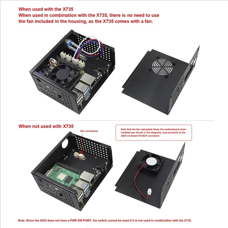 Para Raspberry Pi X735 V3.0 Placa de administración de energía con ventilador PWM DC 6-30V para Raspberry Pi 4B/3B +/3B/2B