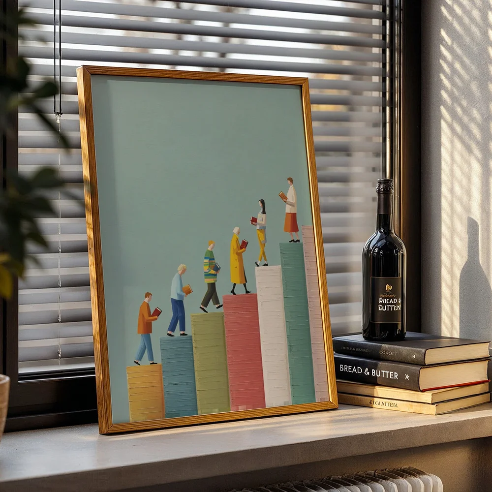 Minimalist Book-themed Reading Learning Decoration Suitable for Living Room, Bedroom Study Canvas Library Decorations for Home.