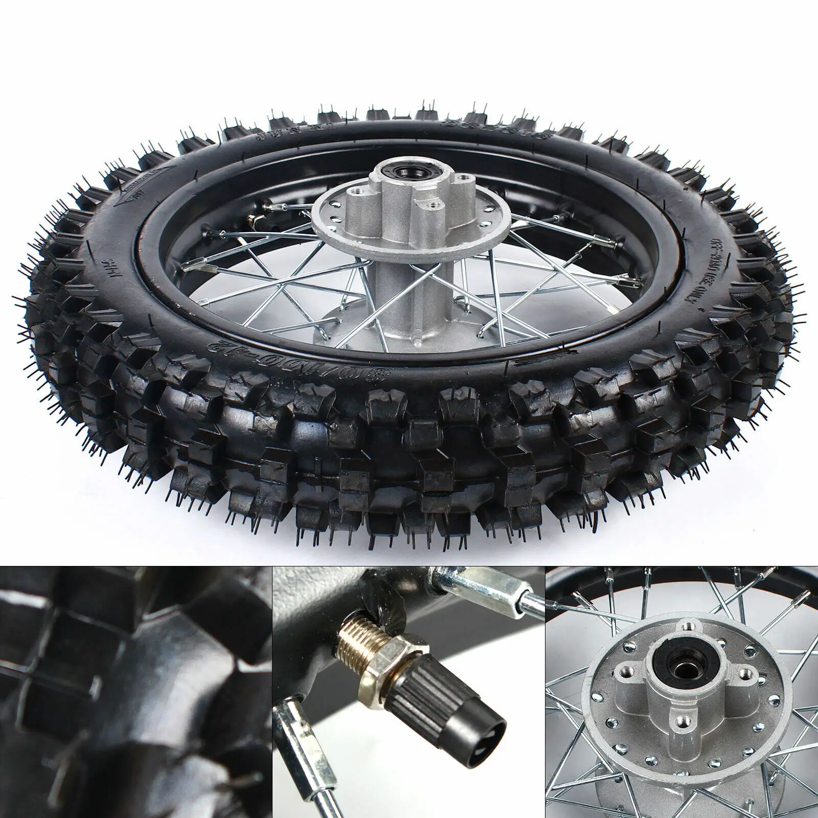 Rear Tire Wheel Rim Tube W/ Sprocket & Brake Disc Rotor For Dirt Bike/Pit Bike/Monkey Bike/50/70/90/110/125/140CC