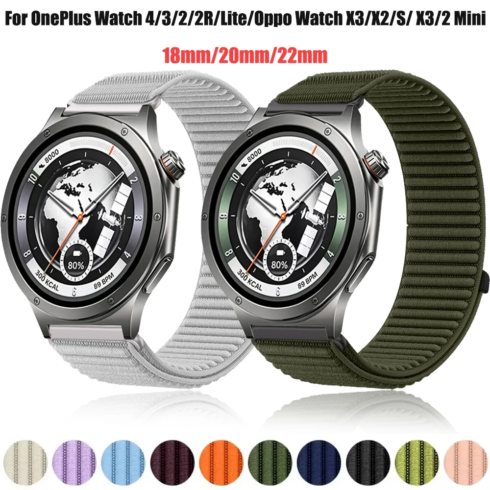 Bracelet en Nylon respirant de 18mm, 20mm, 22mm, pour montre Oneplus 4/3/2/2R/Lite, pour Oppo Watch X3/X2/S/ X3/2 Mini Band