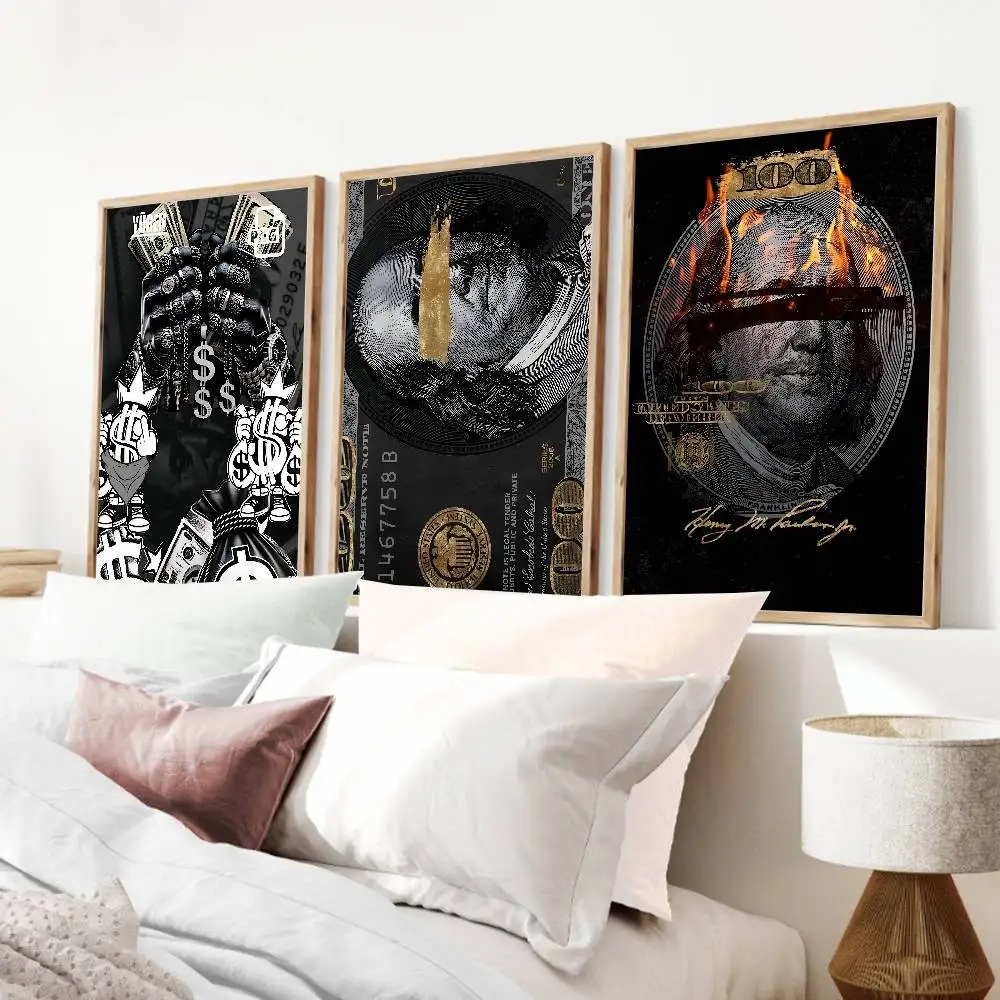 Wealth Money Dollar   Poster Print For Bedroom Living Room Home Decor Cartoon Movie Canvas Painting Wall Art HD Picture Mural