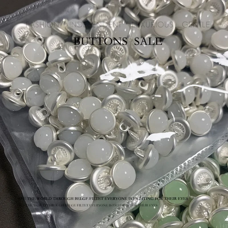 10pcs Beautiful Shank Buttons Gemstone Luster 10mm Round Small Metal Buttons Apparel Sewing Accessories