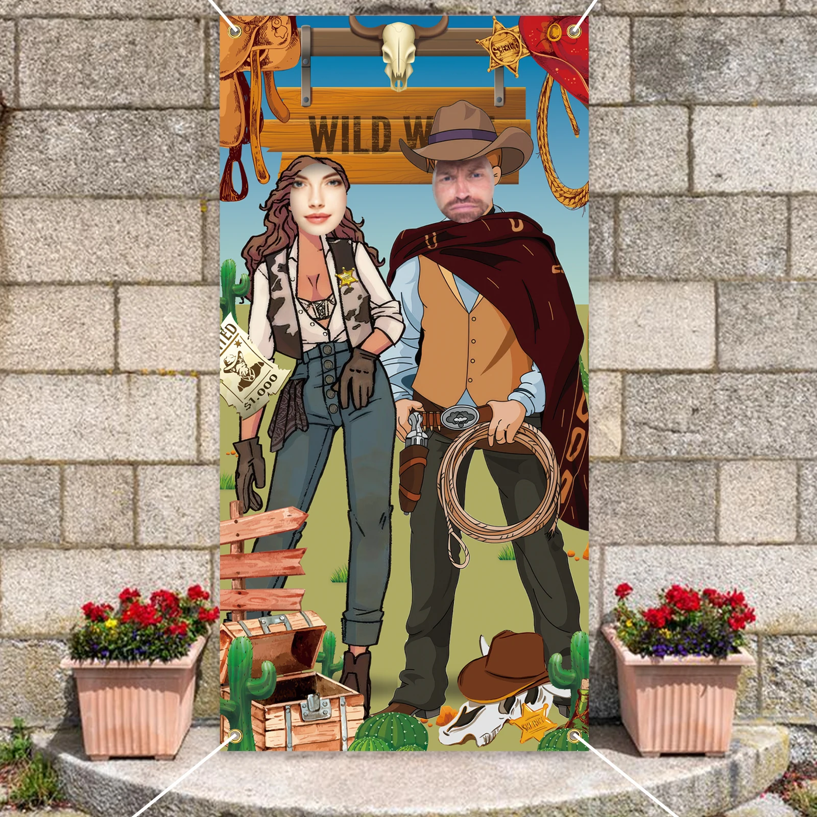 

1pc Western Cowboy Party Photo Banner for Birthday Party Decorations - Rustic Cowboy/Cowgirl Themed Wild Western Banner