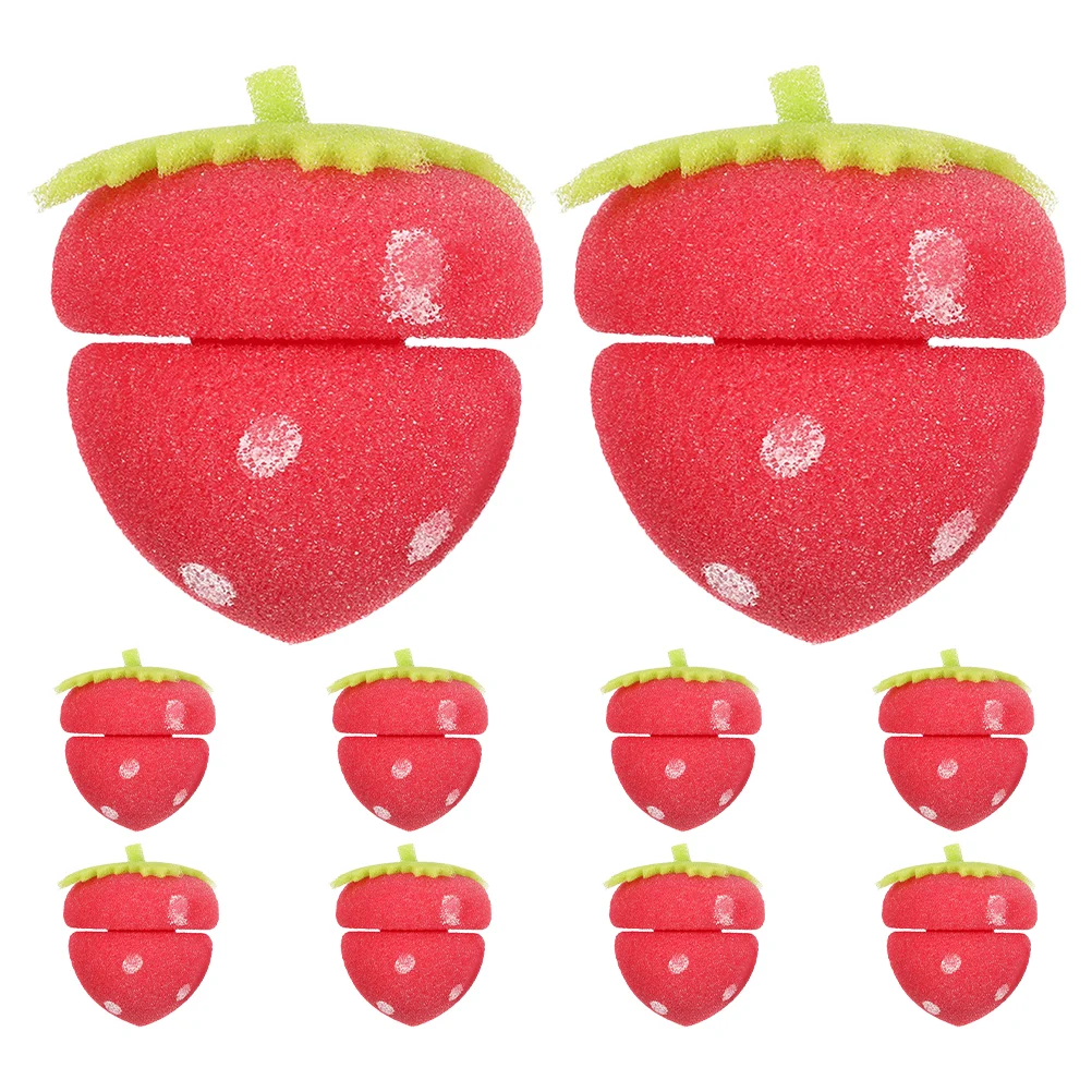 

10 Pcs Hair Sponge Curler Strawberry Shaped Lightweight Material Easy Use Home Office Travel Lasting for hair