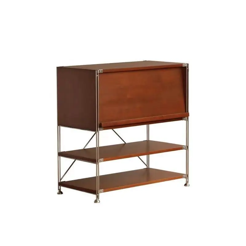 

Retro style solid wood bookshelf, living room home floor storage medium ancient style storage cabinet medium