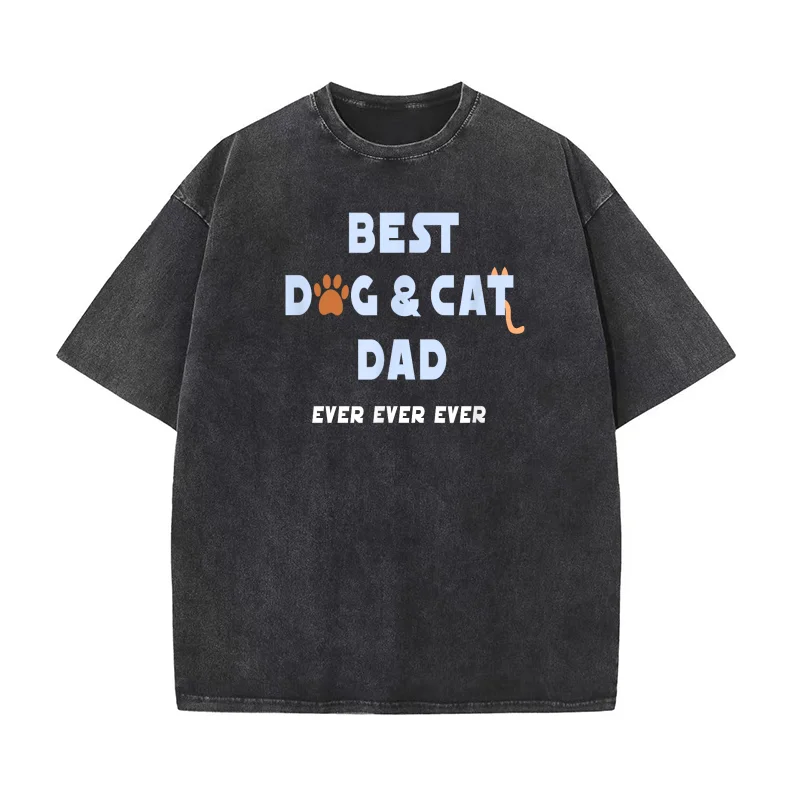 

Best Dog and Cat Dad Ever Shirt Fur Father Parent Dad Gifts T-shirt Mens Tee Shirts Short Sleeve Male Clothes Fashion Men