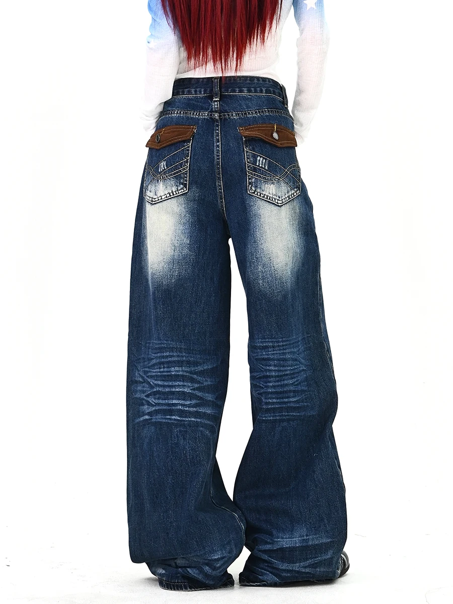 

Lazy Women's Loose Fitting Distred Denim Jeans Floor Length Pants Bf Sle Korean Streetwear Spring 2026 New Arrivals