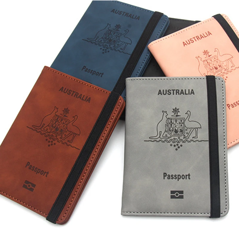 Funda de pasaporte australiana Rfid, billetera de viaje, funda para pasaporte, tarjetas, documentos, Organizador