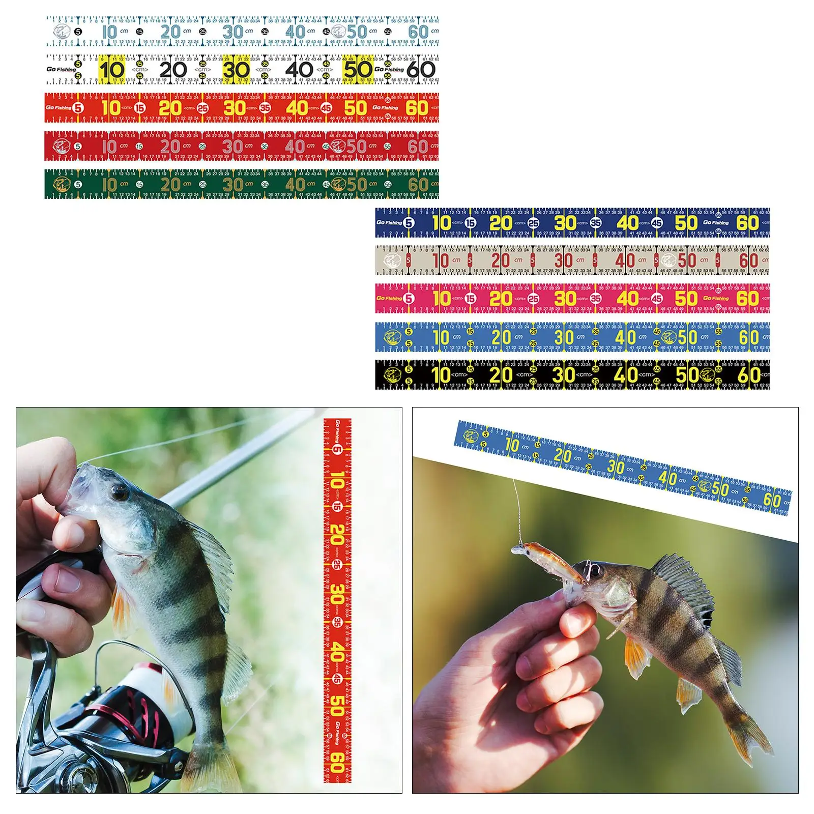 Régua de pesca dobrável portátil multiuso com escala de medição precisa