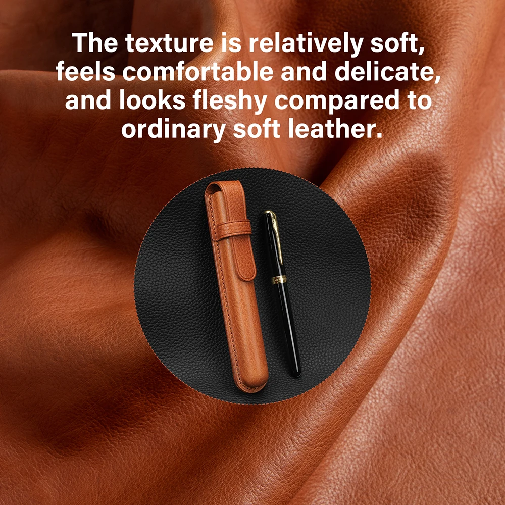 CRAZYSMITH Handmade Genuine Leather Fountain Pen Case, Full Grain Cowhide Pen Sleeve Holder, Protective Pen Pouch, Luxury Gifts