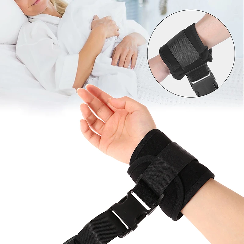 Patients Limbs Restraint Strap Elderly Wrist Ankle Fixation Belt Medical Constraints Strap Black Upper Limb Safe Stable Durable