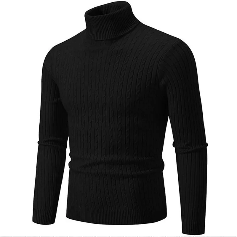2025 Maglione dolcevita tinta unita da uomo nuovo Nero, bianco, blu royal, top pullover casual maschili semplici alla moda