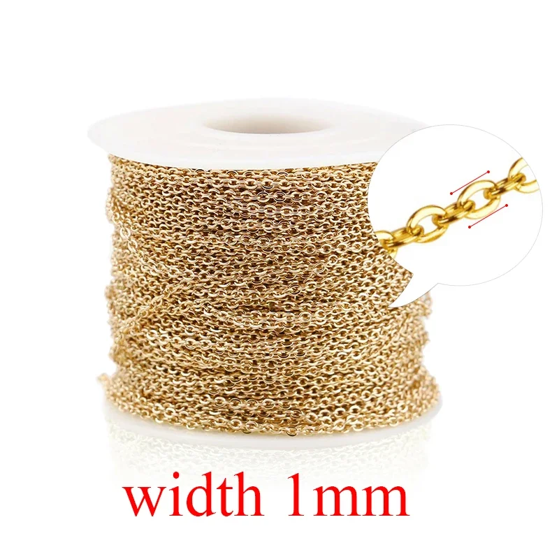 2 m Edelstahlkette für Schmuckherstellung, Kabel, Roségold, Silberketten, Halskette für DIY-Schmuckzubehör im Großhandel