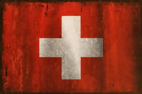 Flag of Switzerland, Aged Look New Metal Sign, Rugby, Football World Cup, Sports