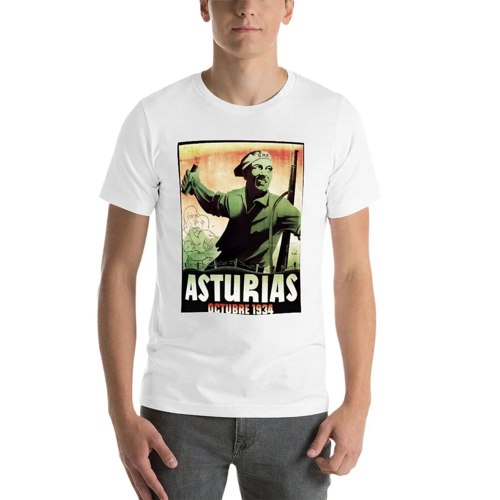 أستوريااس أوكتوبير 1934 تي شيرت مطبوعة تي شيرت للرجل رجل تي شيرت للرجال تي شيرت غير رسمي