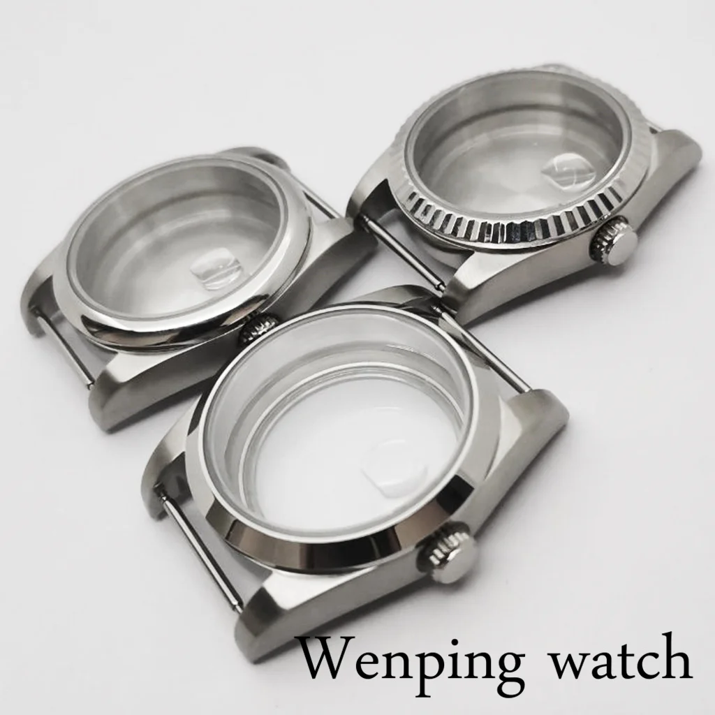 36/39mm Silver Watch Case SapphireGlass Fit NH35 NH36 ETA 2836 MIYOTA 8215 MINGZHU DG2813 3804 ETA2824 PT5000 Automatic Movement