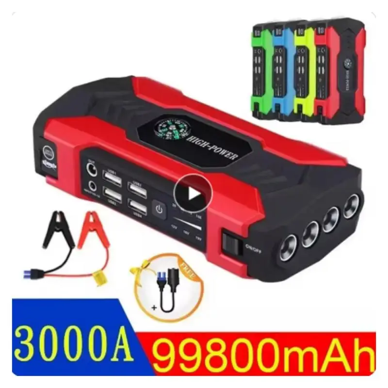 

99800mAh 20000mAh Car Jump Starter 3000A Starting Device Portable Power Bank Battery Starter Launcher For Car Booster Articles