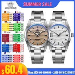 ADDIESDIVE 36mm 2024 New Men's Business Watch 100m Diving Bubble Mirror Pot Cover Glass 316L Stainless Steel Quartz watches