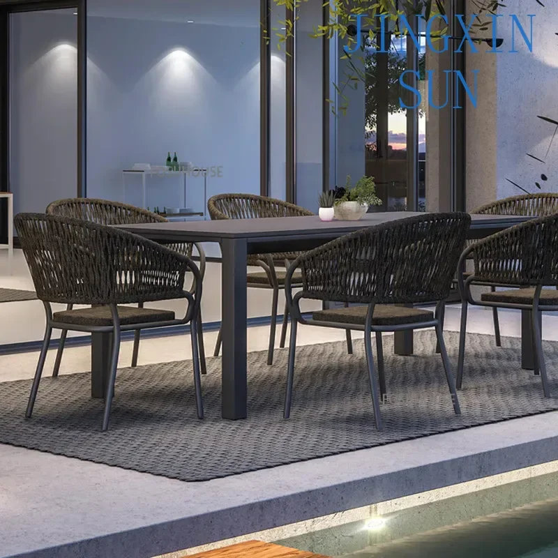 Nordic Rattan Outdoor Chair For Garden Courtyard Modern Designer Water Proof Outdoor Beach Chair Outdoor Furniture Dining Chairs