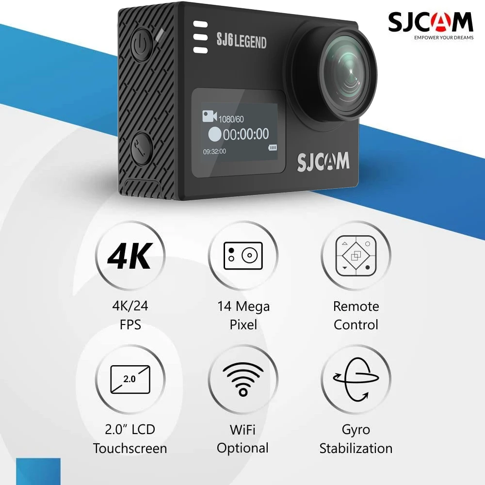 SJCAM SJ6 Legend Action กล้อง 4K Wifi 30M กันน้ํา Ultra HD 2 "นิ้วหน้าจอสัมผัส Notavek 96660 กีฬา DV