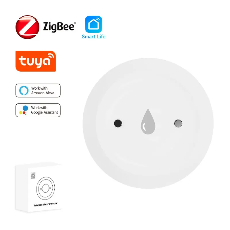 Zigbee Water Immersion Sensor Smart Life Leakage Sensor Water Linkage Alarm App Remote Monitoring Water Leak Detector Tuya