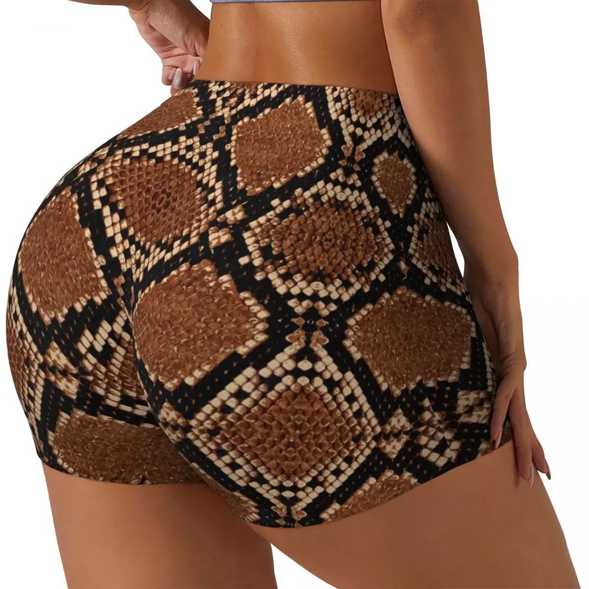 Mulheres Snakeskin Textura Impressão Calções de motociclista, Treino, Voleibol, Yoga, Ginásio, Personalizado