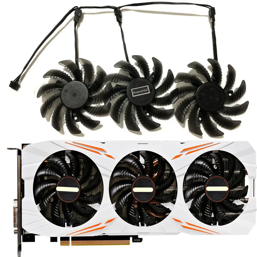 3Pcs/Set PLD08010S12HH,T128010SU,VGA Fan,For GIGABYTE GTX1080 WINDFORCE OC 8G,GTX 1080 ti Gaming,1060 G1 ROCK,Video GPU Card
