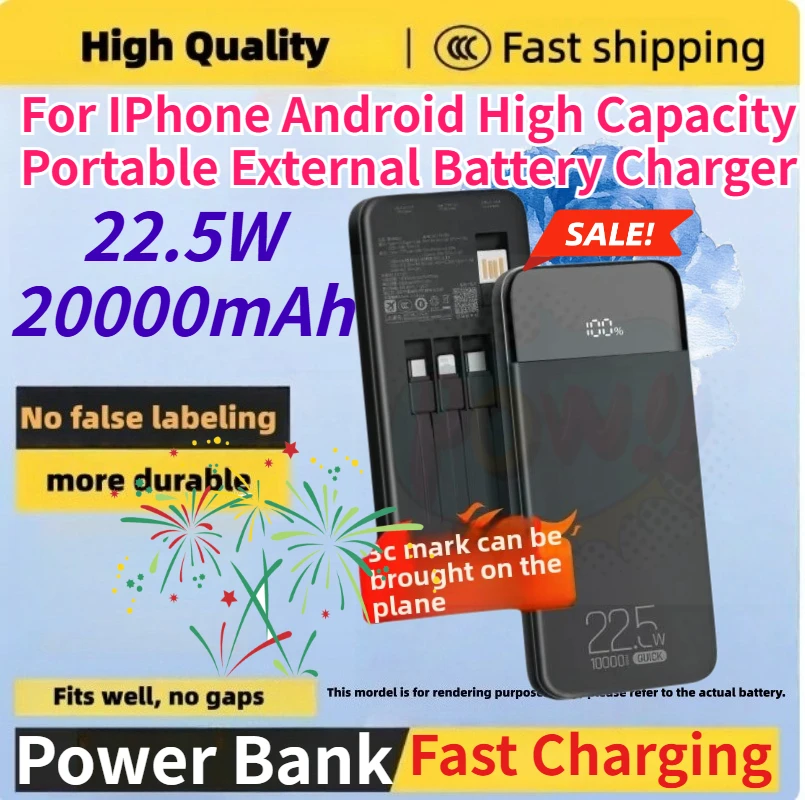 

Brand New 20000mAh 22.5W Fast Charging Power Bank High Capacity Portable External Battery Charger for IPhone Android