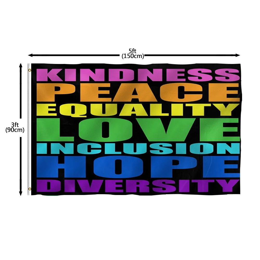 Flagnshow 100% Polyester  KINDNESS PEACE EQUALITY Flag