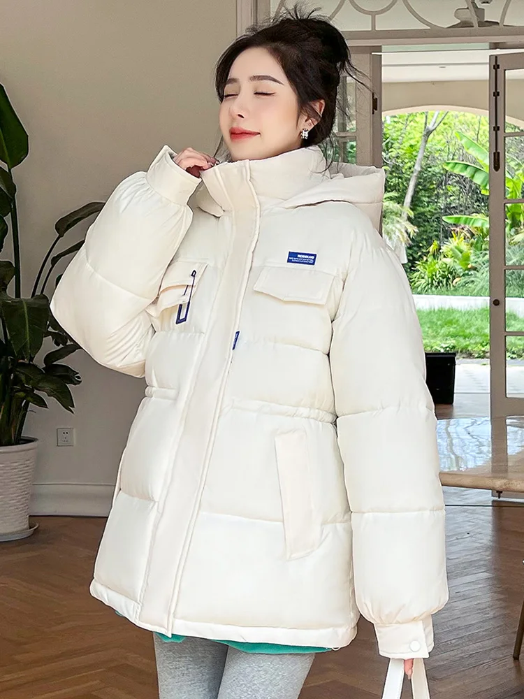 2022 neue Winter Frauen Übergroßen Parkas Jacken Casual Dicke Warme Mit Kapuze Muster Mantel Weibliche Winter Outwear Sport Jacke parkas