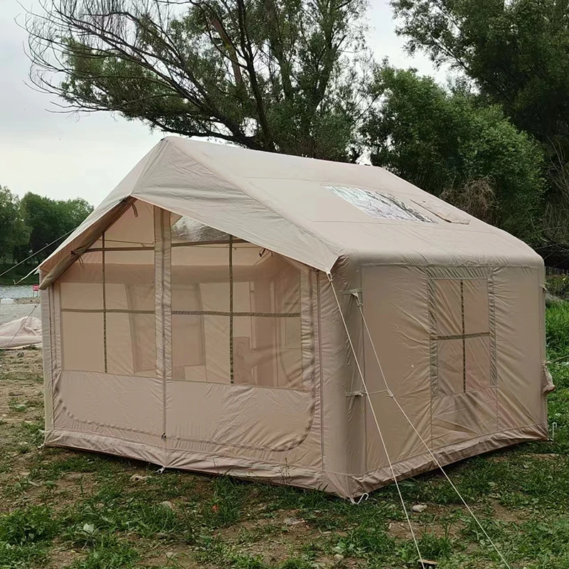 Inflatable Glamping Tent with Pump Easy Setup Waterproof Outdoor Oxford Tents Self-Supporting Structure Tent