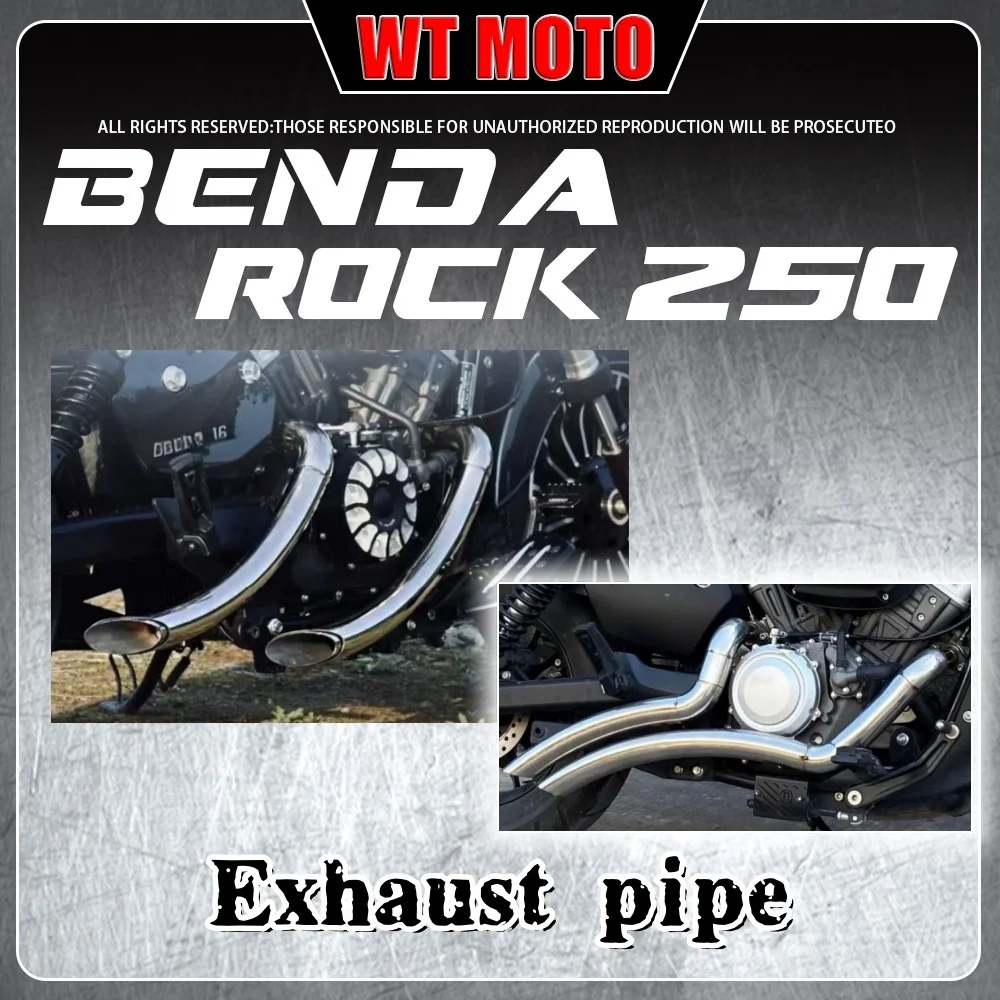 

For BENDA ROCK 250 Retro sweeping exhaust pipe Harley VH exhaust two out of two straight exhaust for benda rock 250