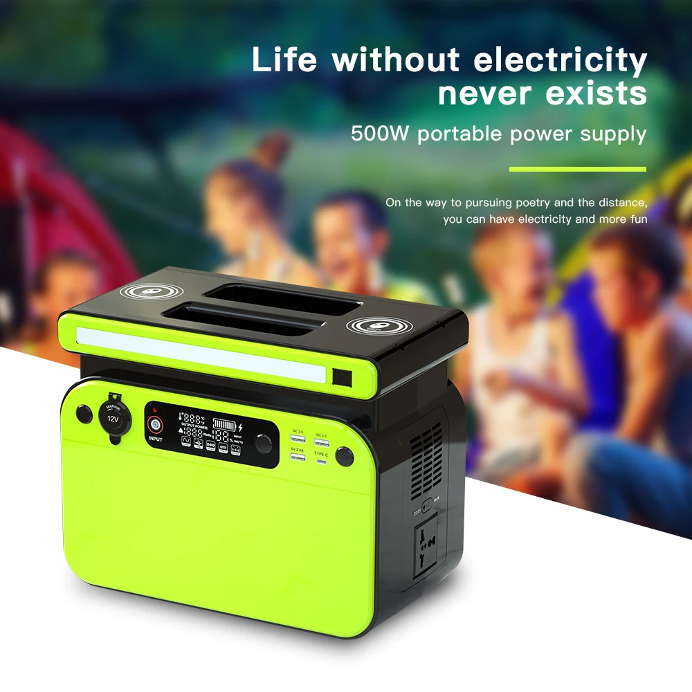 Portable Lifepo4 Lithium Battery Power Station Generator Home Solar 1000W 500W 2kw Outdoor Charging Power Banks Station