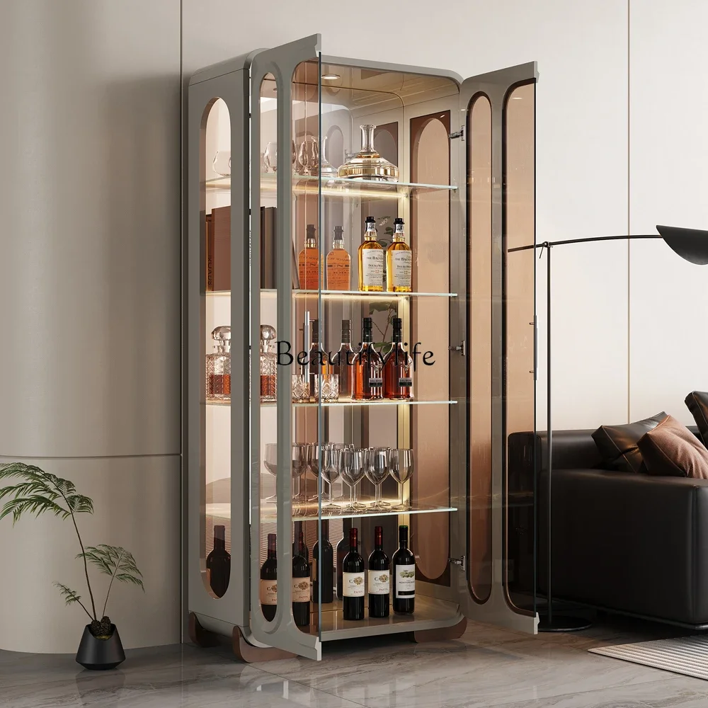 

yj9 Living Room Wine Cabinet Wall-Mounted Home Glass Double Door Display Cabinet Simple