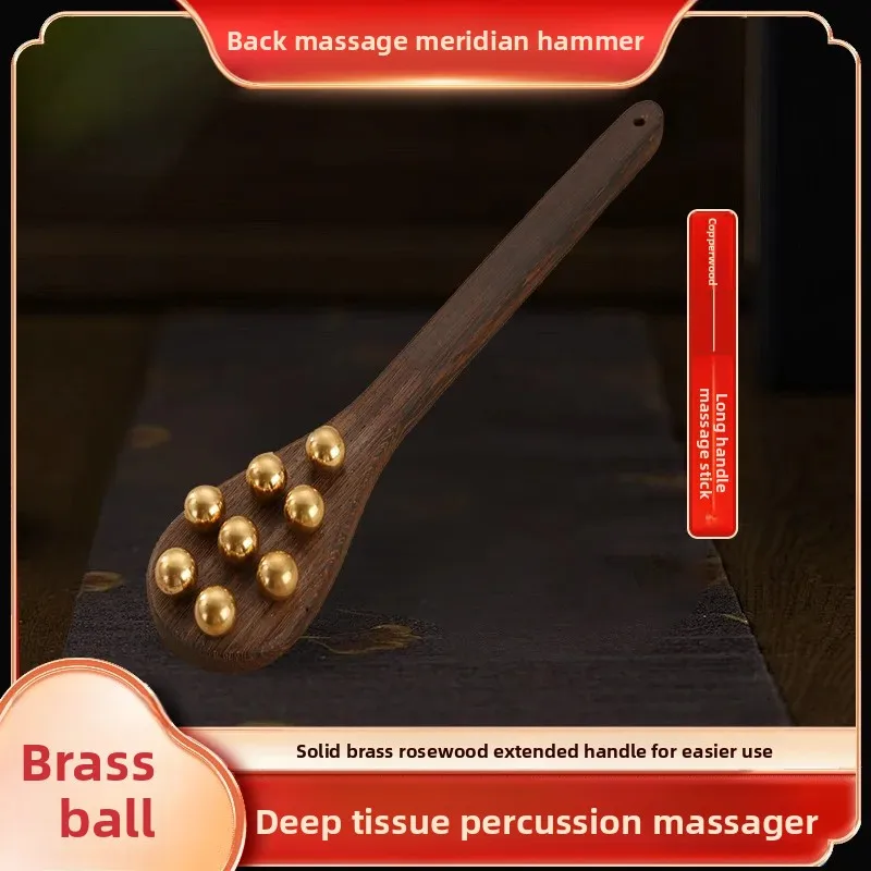 Eight Deficiency Tapping Stick Brass Wood Massage Hammer Household Meridian Health Tool