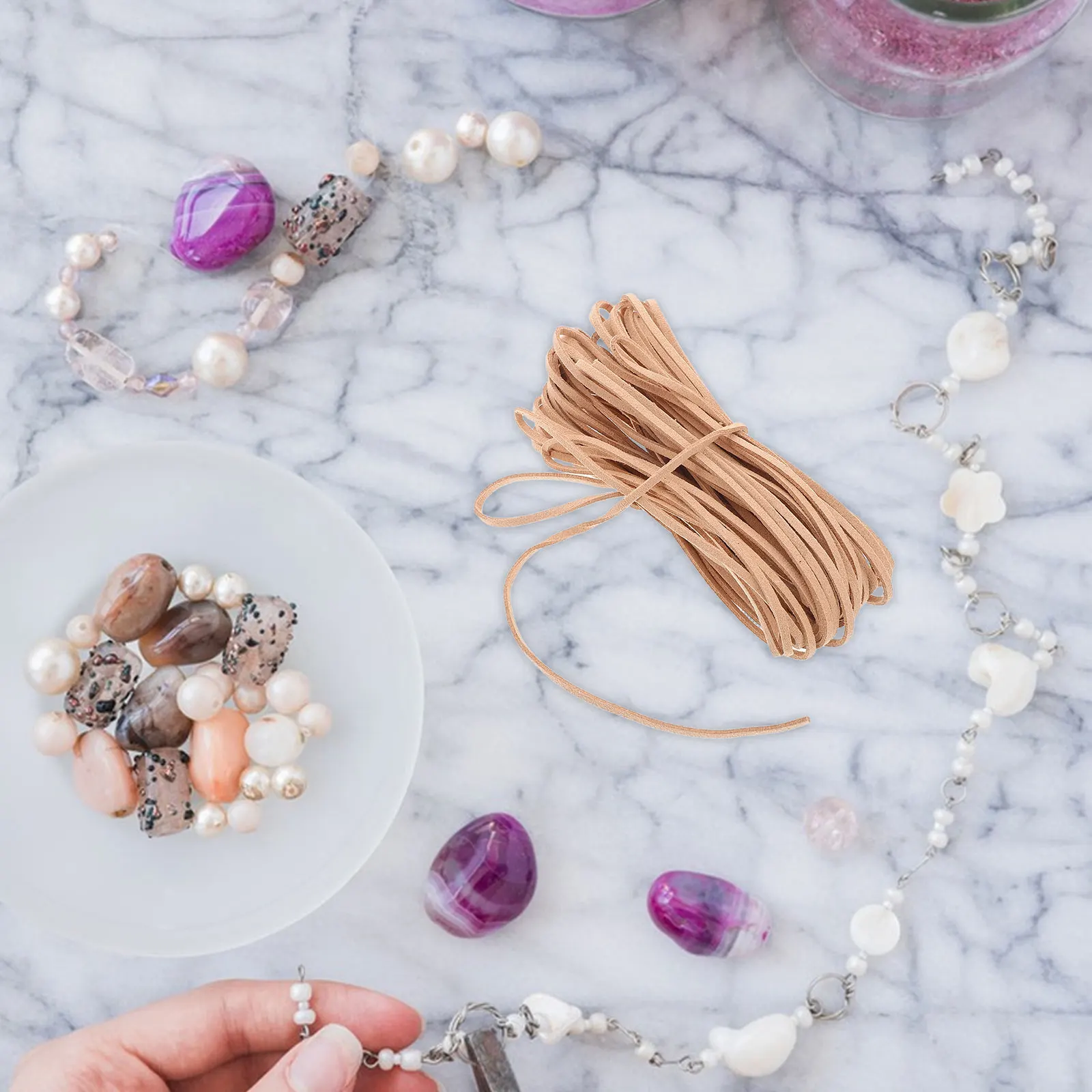 

5Pcs Faux Cord Soft Necklace Bracelet DIY Crafting Rope Jewelry Making Beading Projects Faux Thread