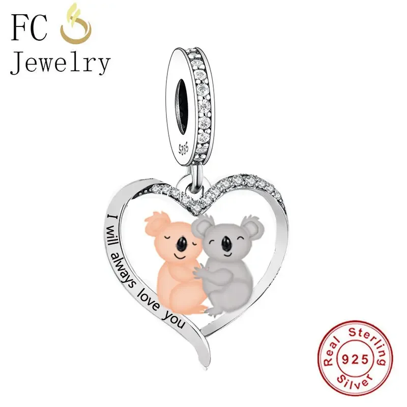 Fit Original Pan Charm Bracelet 925 Silver The Couple Koala I Will Always Love You Bead For Making Wife Girlfriend Berloque