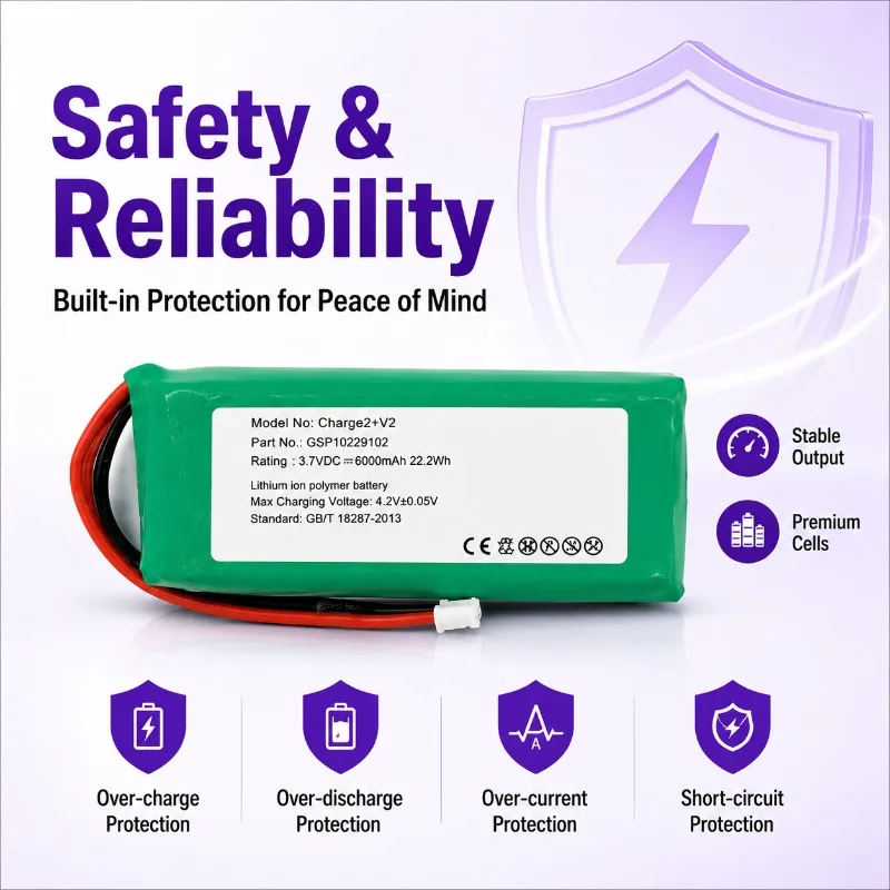 Charge 2 Plus 210SL Compatible 3.7V 6000mAh Speaker Battery High Capacity Li-ion Replacement Pack Portable Audio Battery Pack