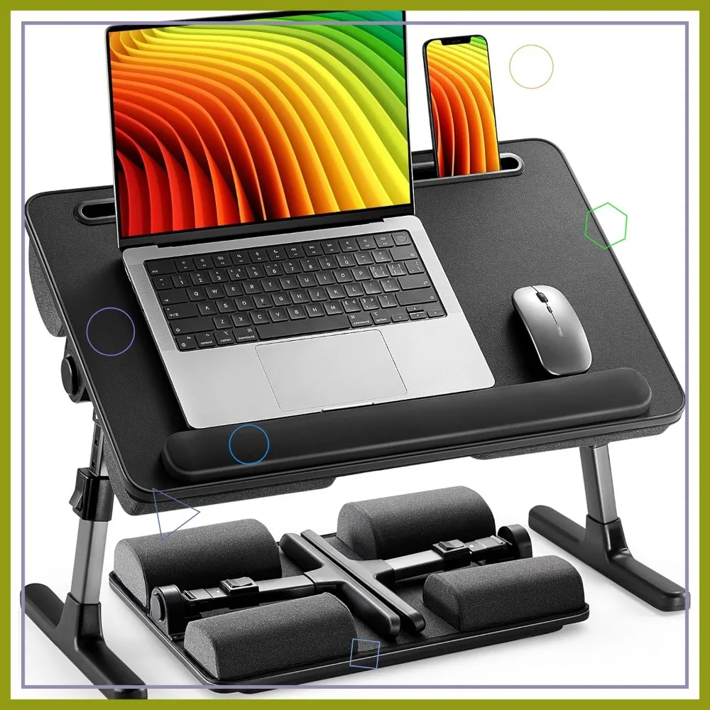 

Foldable Laptop Bed Desk with Adjustable Height & Tilt, Portable Lap Table for Work or Eating on Couch