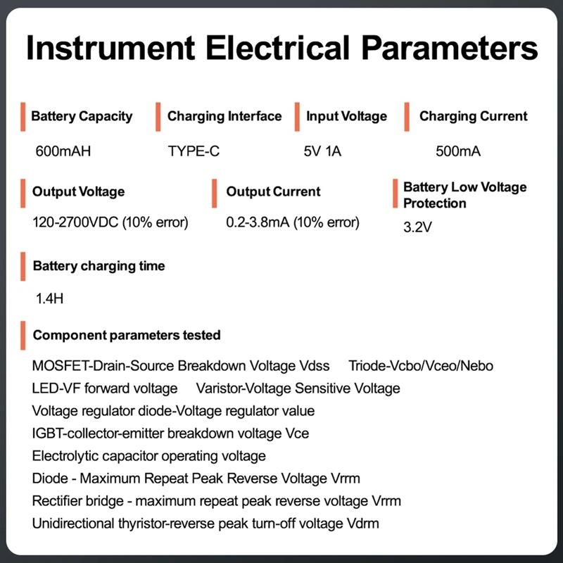 IGBT Voltage Capability Transistor Tester Diode MOS Triode LED Voltage Capability Test Tool 120-2700V