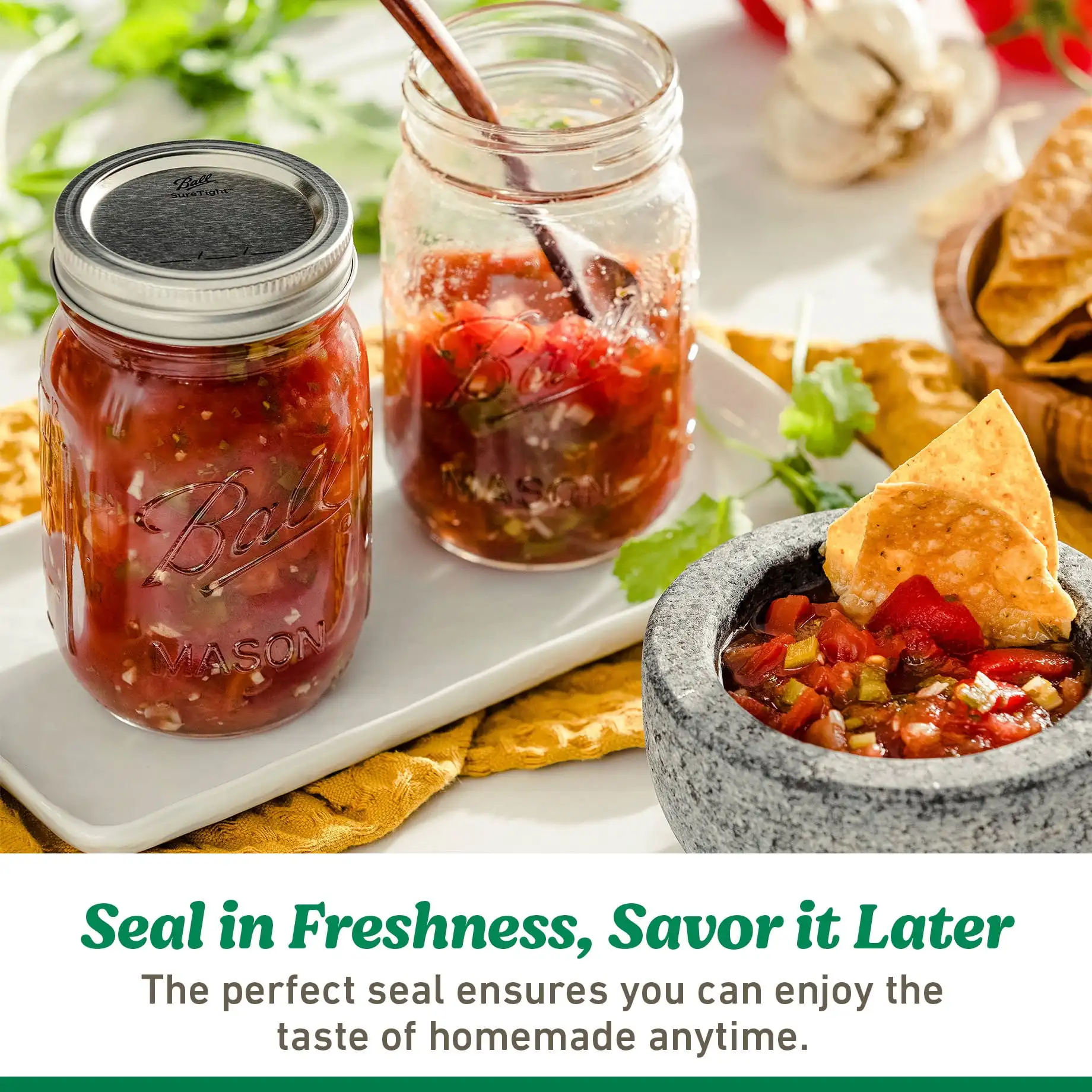 Glass Mason Jar W/Lid & Band, Wide Mouth, 64 Ounces, 6 Count