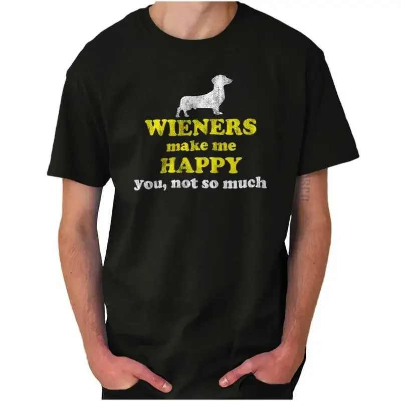 Beware of my Weiner Funny Dachshund Innuendo Mens Casual Crewneck T Shirts Tees