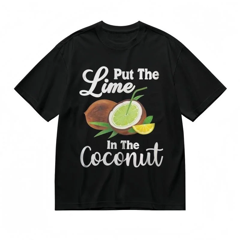 

Cool Coconut Graphic Print Summer Luxury Brand Pure Cotton Men's and Women's T-shirt Short-sleeved Street Fashion Clothing