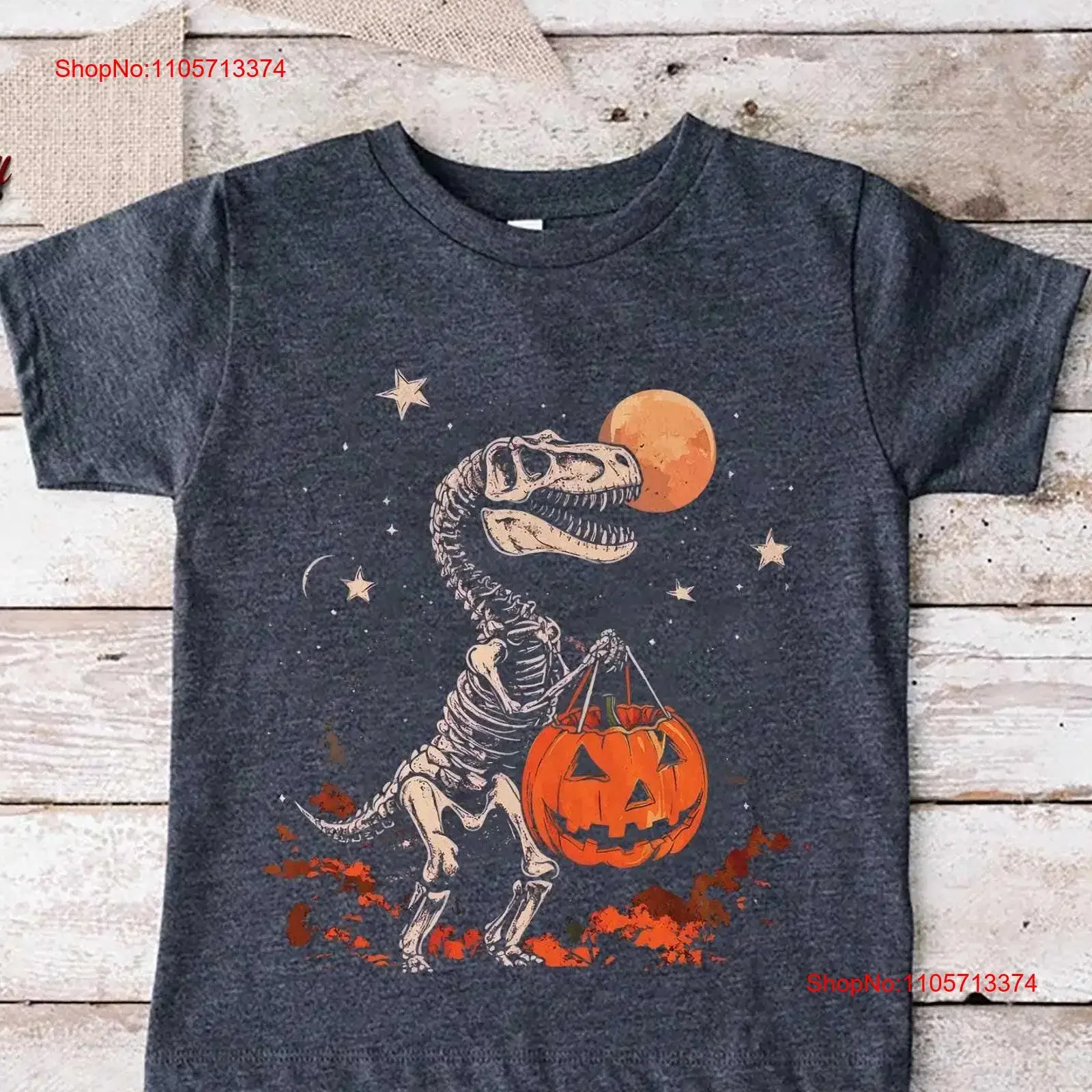 Dinosaur Skeleton T Shirt Halloween Kids Toddler Rex Boy Fall Spooky Baby Bodysuit vintage Washed Stretched Slightly homme